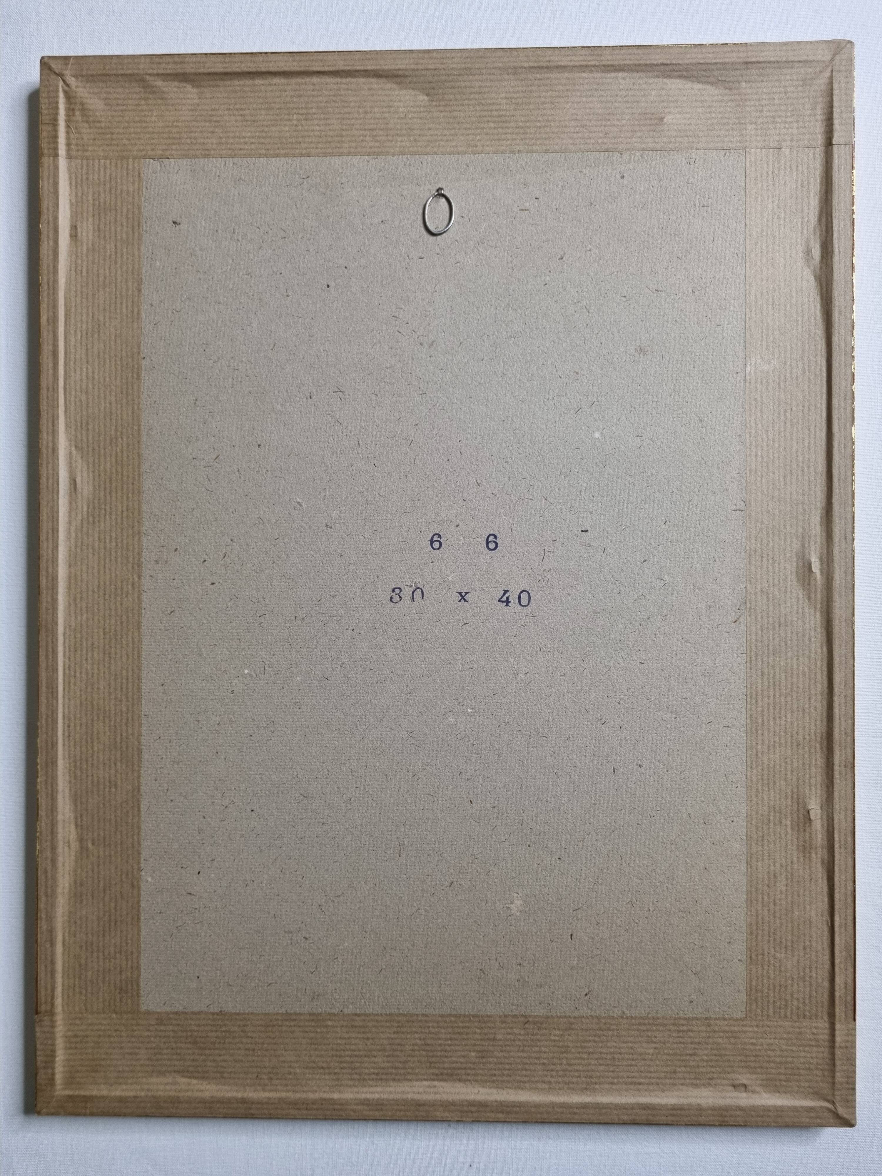 Preparatory study, charcoal sketch by Maurice de Bus – Gilded frame, 32 x 42 cm