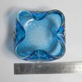 Murano blue bubble ashtray 9 x 9 cm