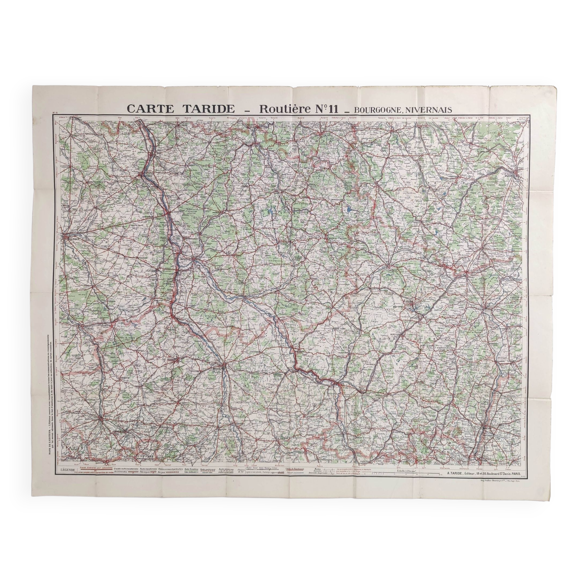Old map of Burgundy, Taride edition 1920
