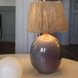 Signed ceramic lamp, rope lampshade