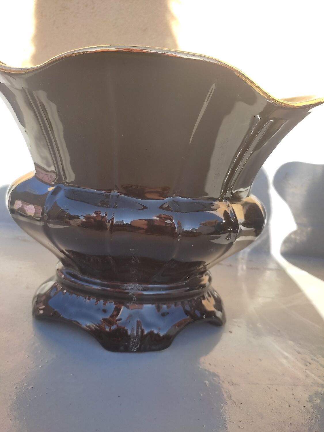 Pair of black earthenware planters