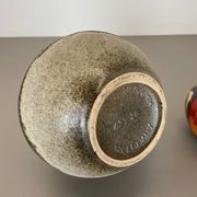 Set of Two Pottery Fat Lava Vases "Multi-Color" by Scheurich, Germany, 1970s
