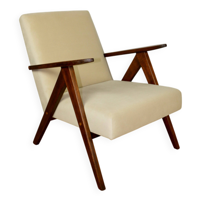 Fauteuil vintage B-310 VAR en velours beige de la série Jade - 2 pièces disponibles