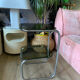 Small table 70s chrome and smoked glass