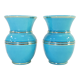 Paire de vases Verceram bleu turquoise et doré