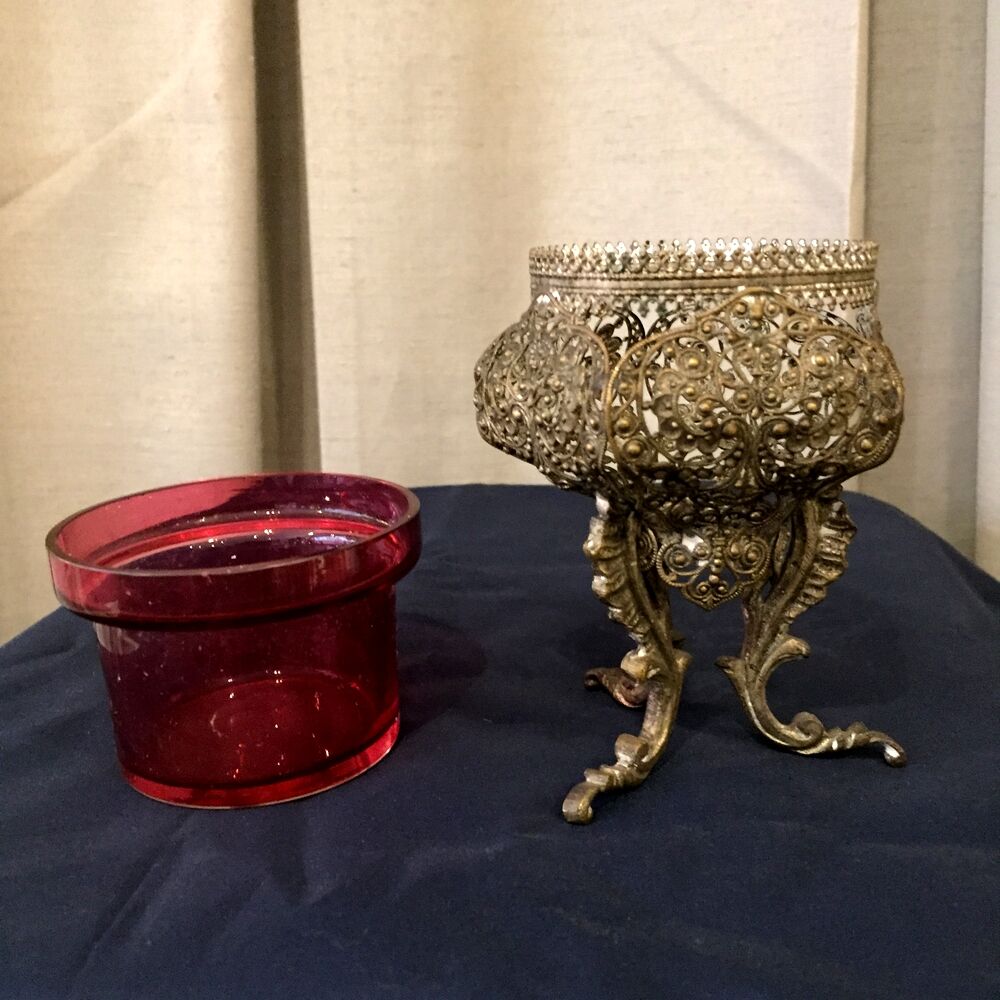 Chrome brass night light or candle holder