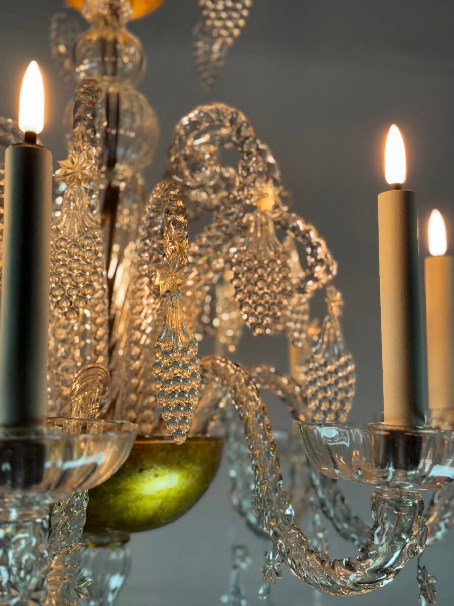 Liège chandelier in blown, molded and pinched glass, circa 1900