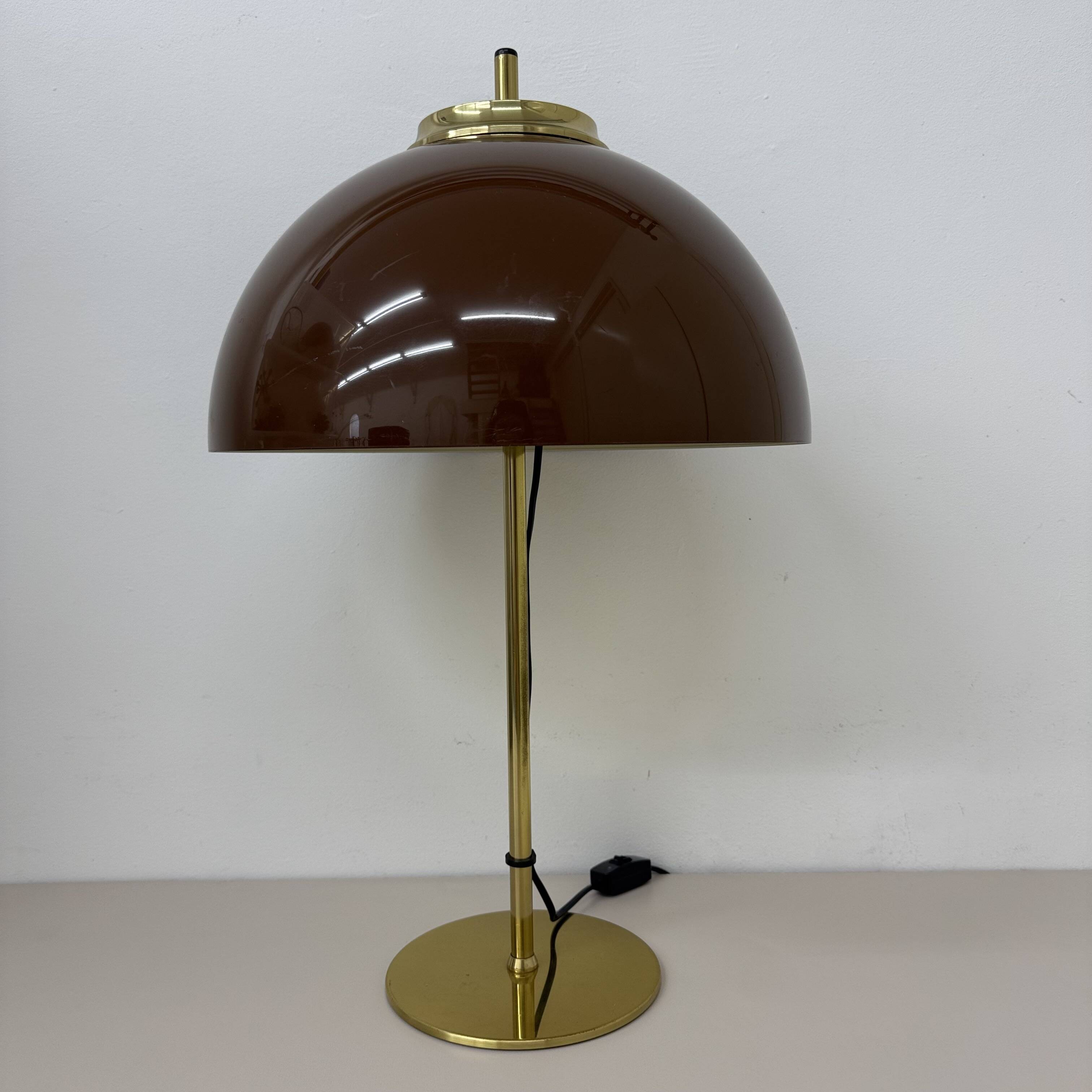 Vintage Mushroom table lamp with gold metal base , 1970s