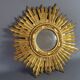 Sun mirror gilded with gold leaf Vintage 50s 42cm