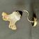 Vintage brass swan neck wall light with opaline tulip flower