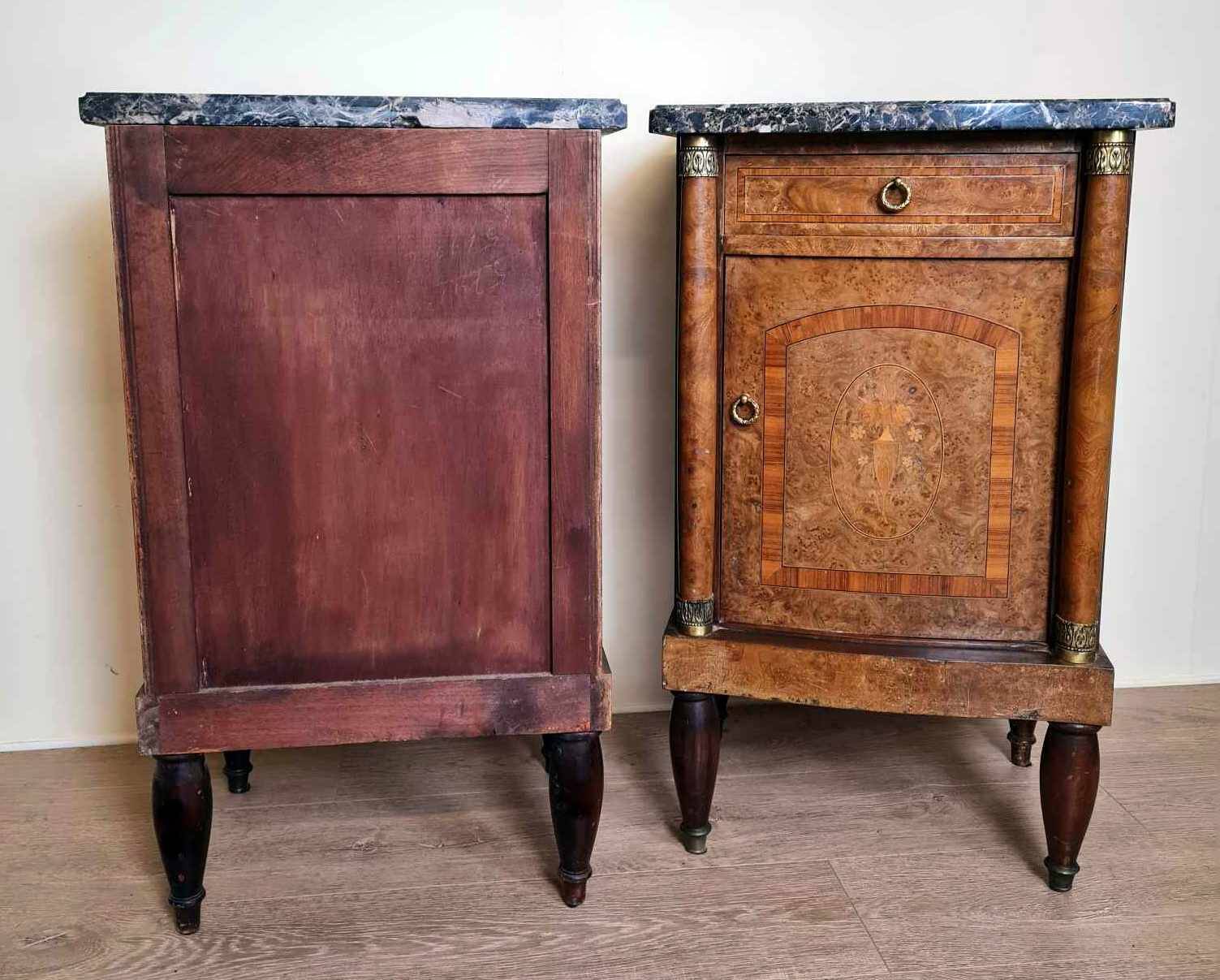 Pair Of Empire Style Furniture In Marquetry