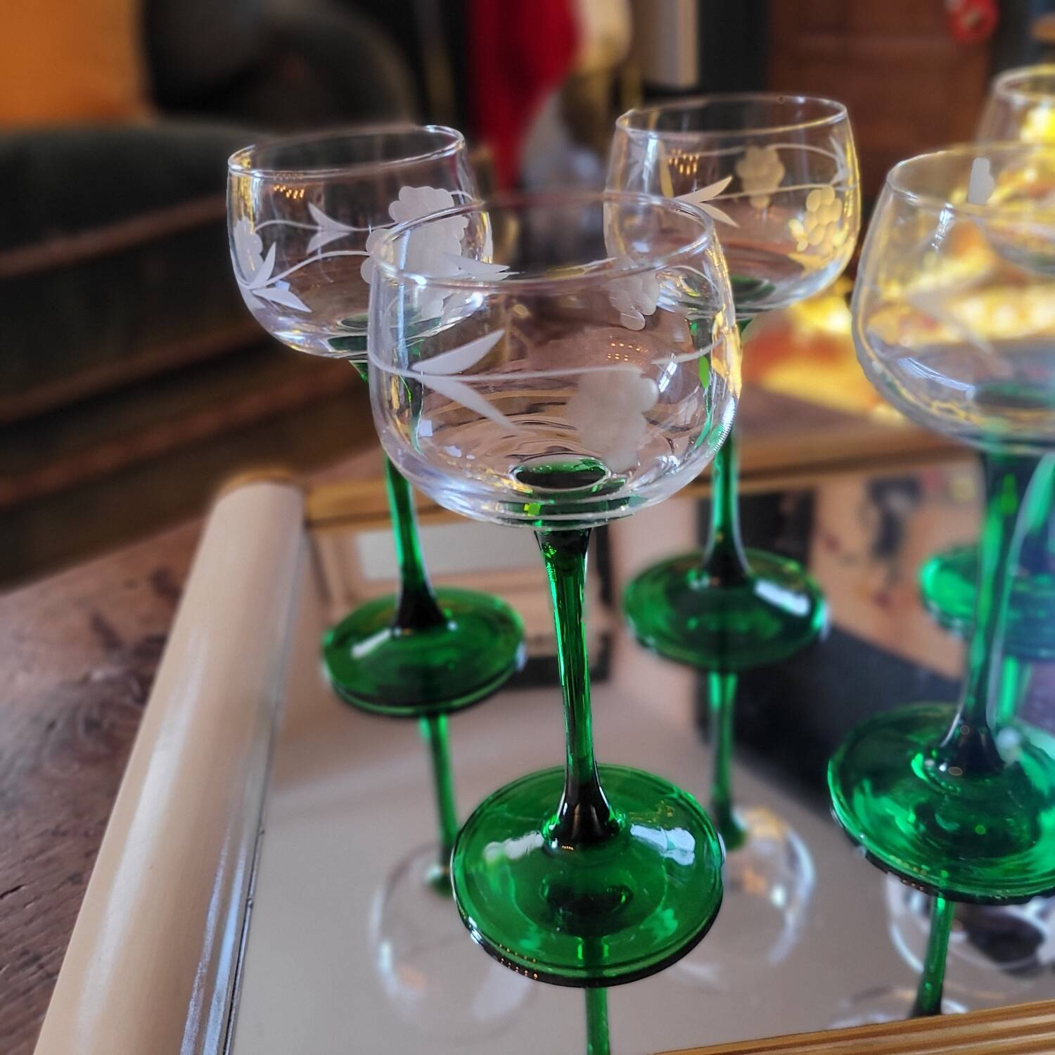 ​Suite de 6 verres Roemer à calice ciselé - Circa 1970