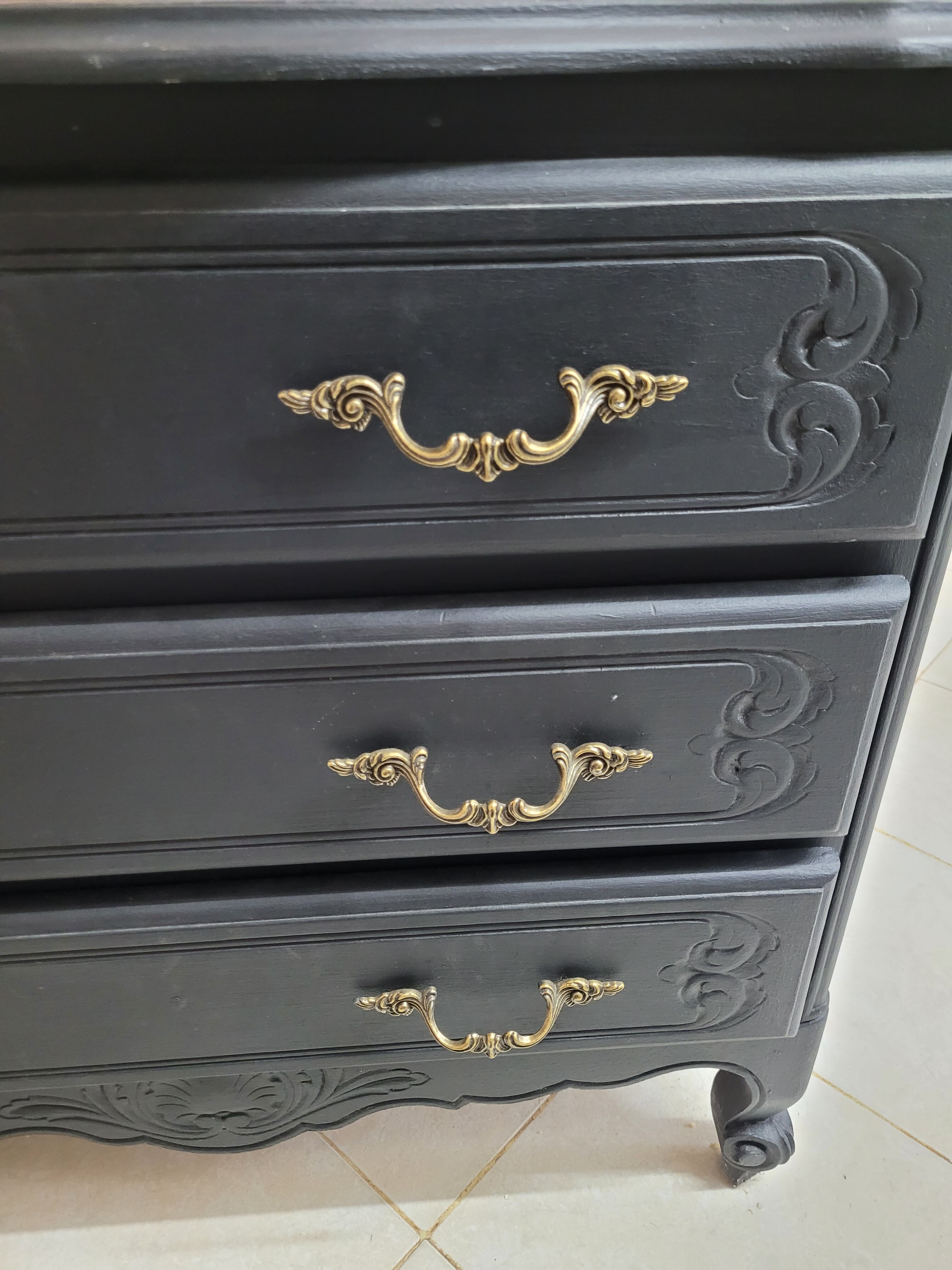 Matte black vintage dresser