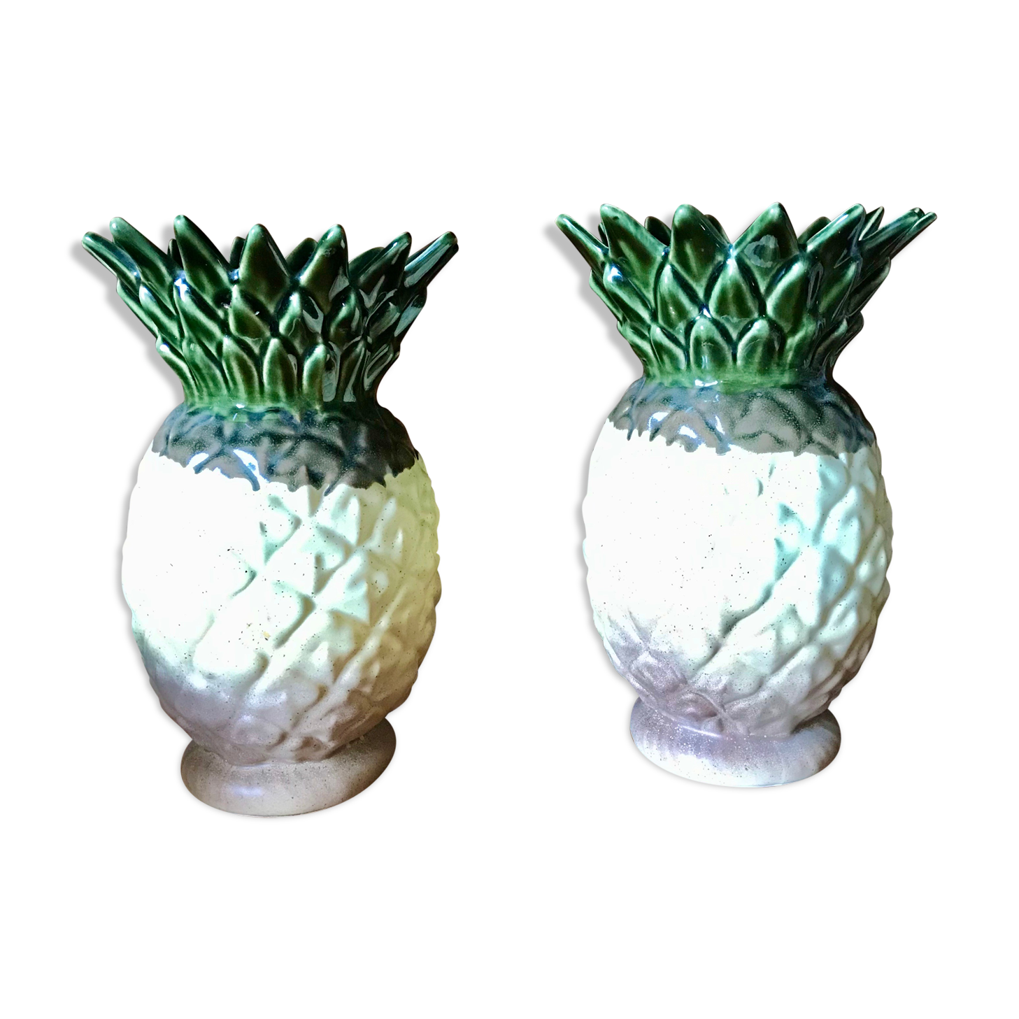 Pair of Rhoda stoneware pineapple vases