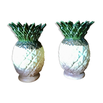 Paire de vases ananas en grès Rhoda