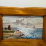 Painting: seascape - seaside in Brittany signed À Jabiol around 1900
