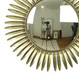 Mid Century Copper Plated Metal Sun Mirror Deknudt Convex 54cm