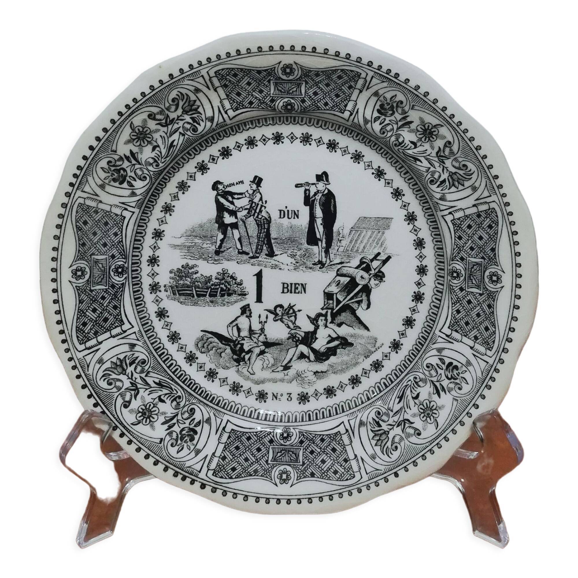 Talking plate Gien collection "Rébus" number 3