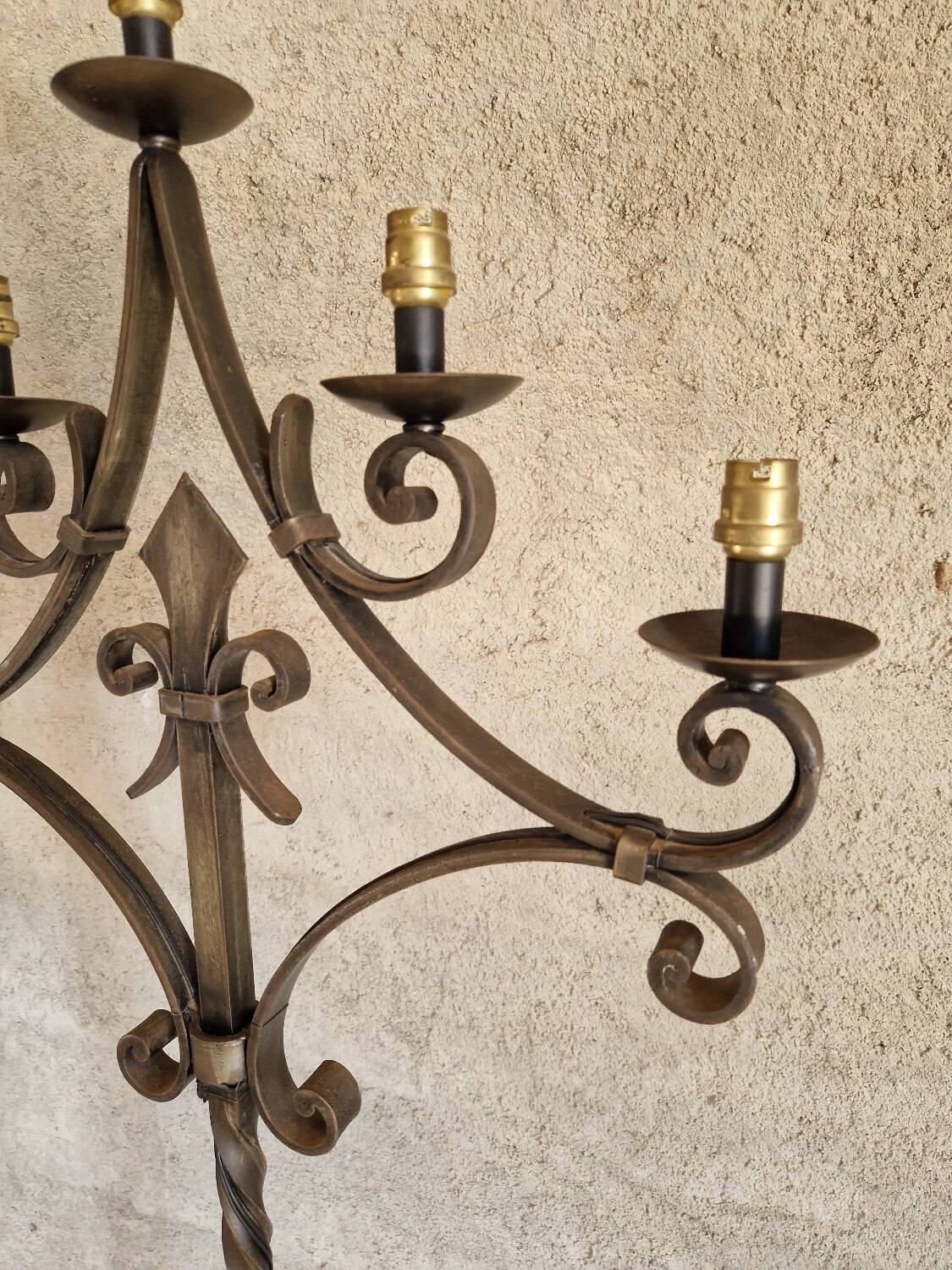 Four-light wrought iron floor lamp