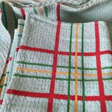 Ensemble nappe et 11 serviettes coton damassé vintage