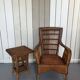 Vintage rattan armchair with side table