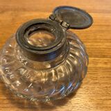 Encrier en verre et métal