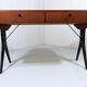 Vintage teak desk with black scissor legs 1960's