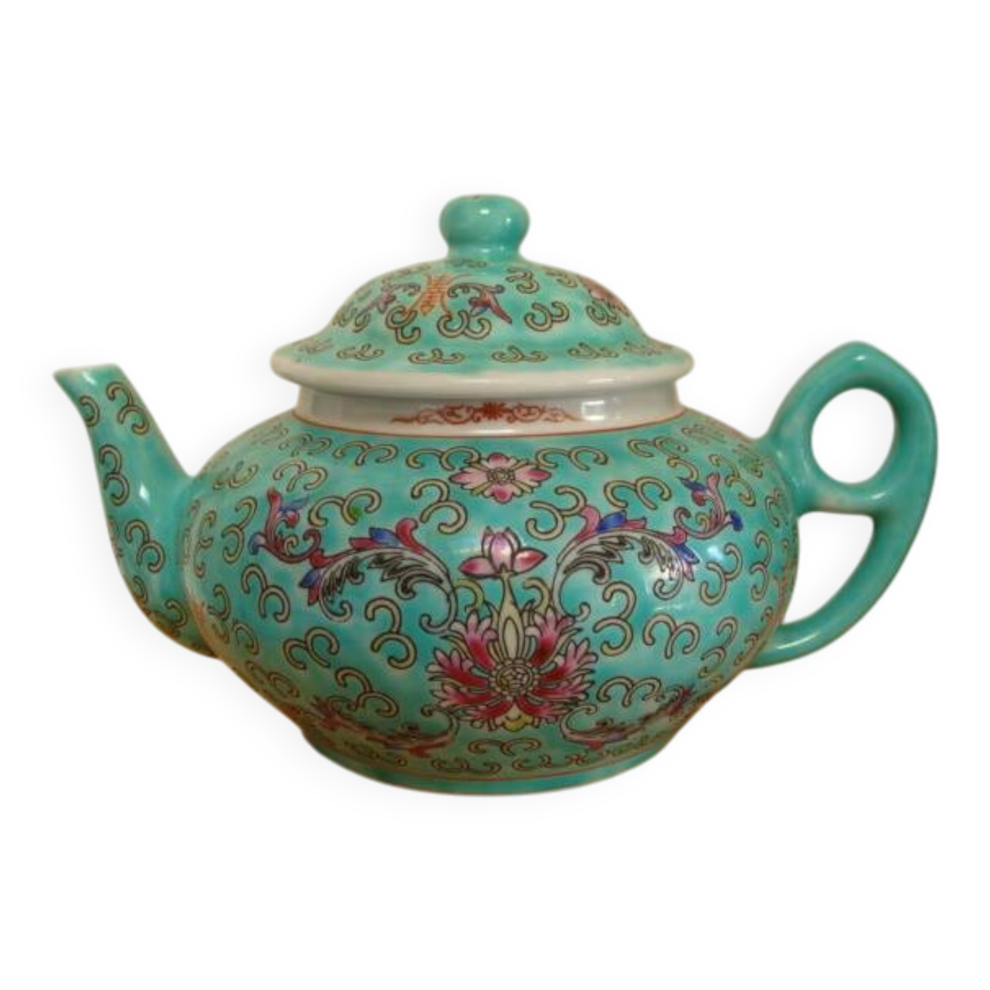 Théière chinoise porcelaine Mun Shou vintage
