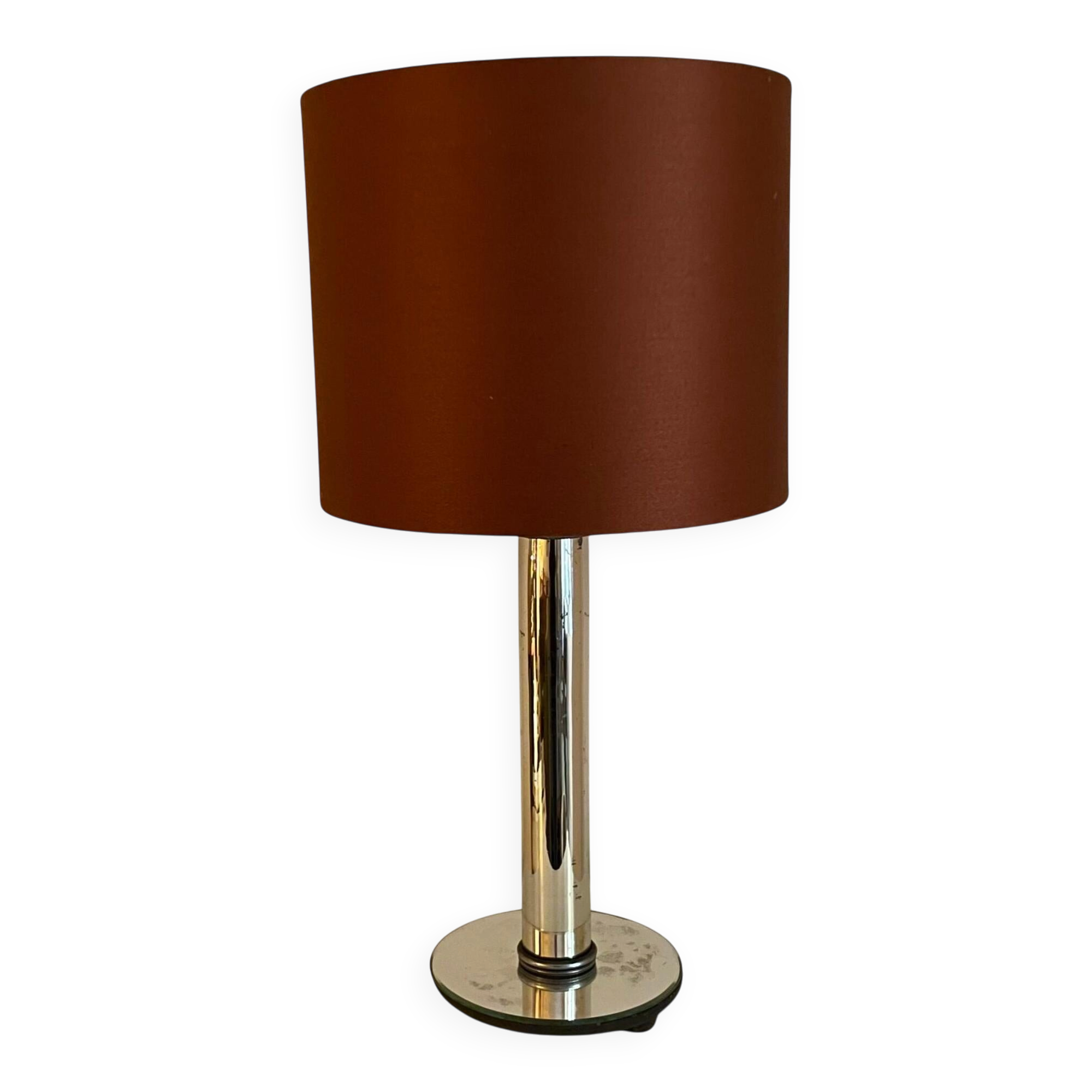 Art Deco style mirror lamp with tubular structure and mercury glass