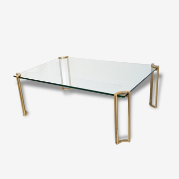 Great coffee table in glass and solid brass 70s