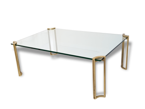table basse en verre - laiton