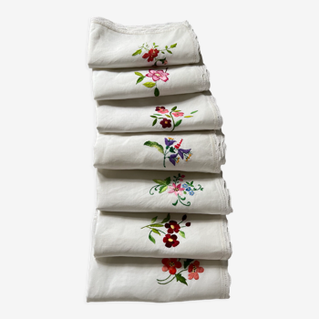 7 antique and embroidered napkins