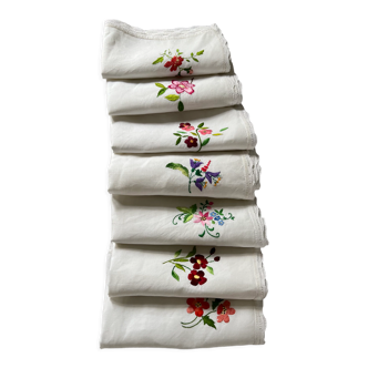 7 antique and embroidered napkins
