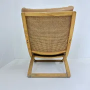 Fauteuil vintage en cuir cognac avec tressage, années 1970
