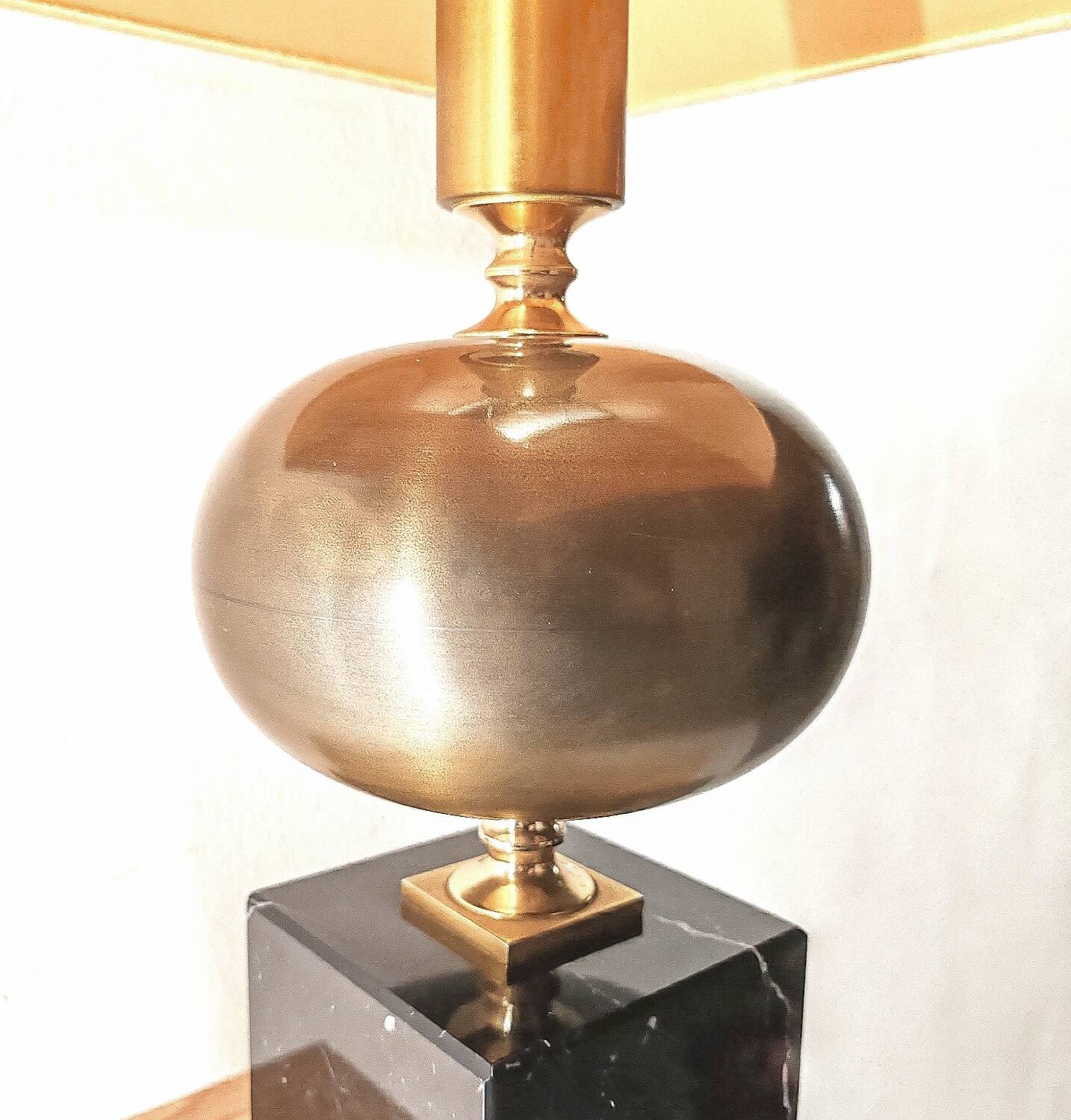 Large Regency black marble barber lamp