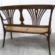 Fischel bench 1930 curved wood artisanal cane handmade
