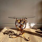Table d'appoint en laiton avec plateau en verre Hans Kögl Mid Century