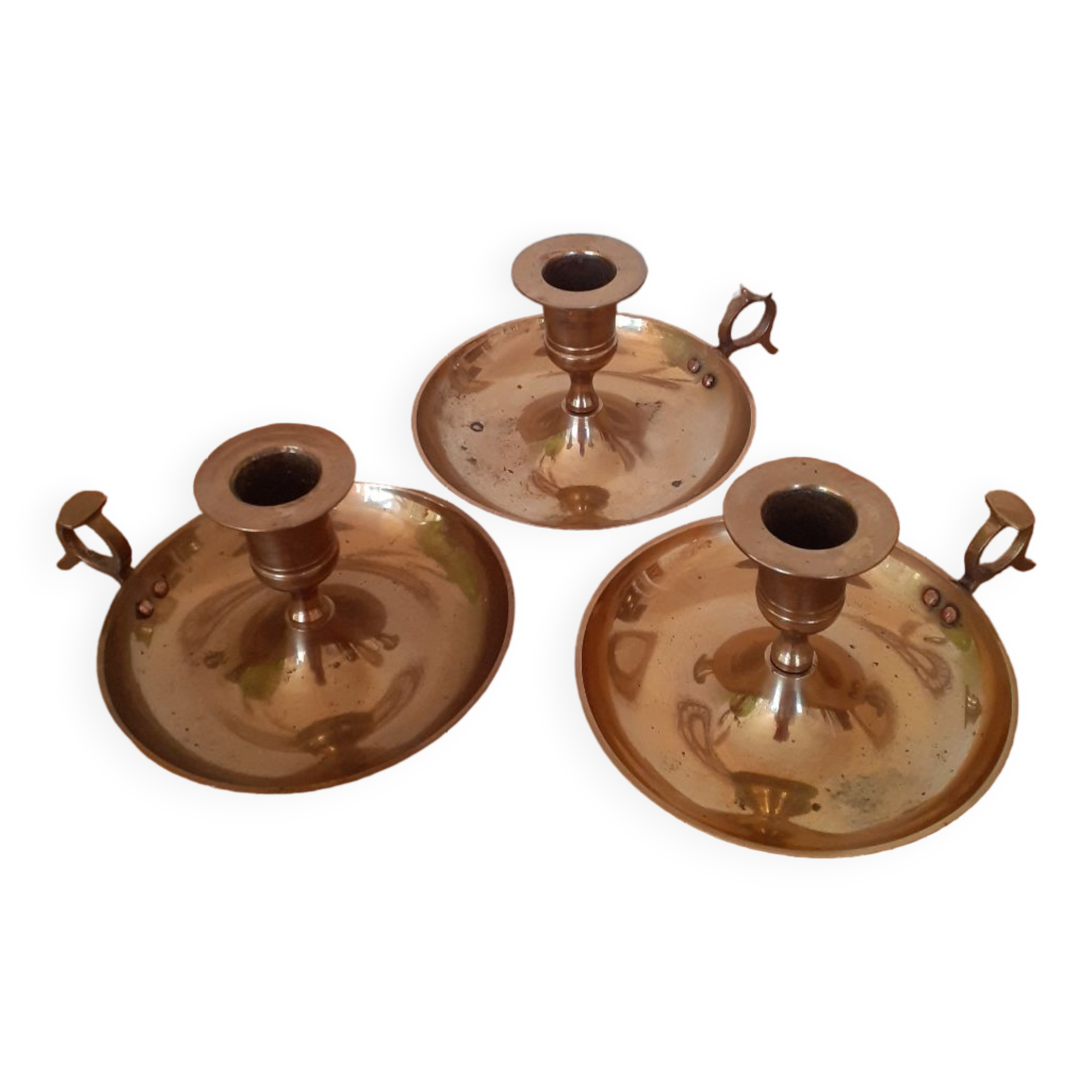 Lot de 3 bougeoirs en laiton