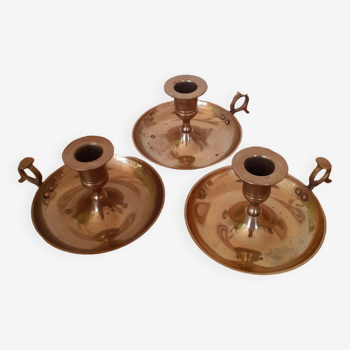 Lot de 3 bougeoirs en laiton