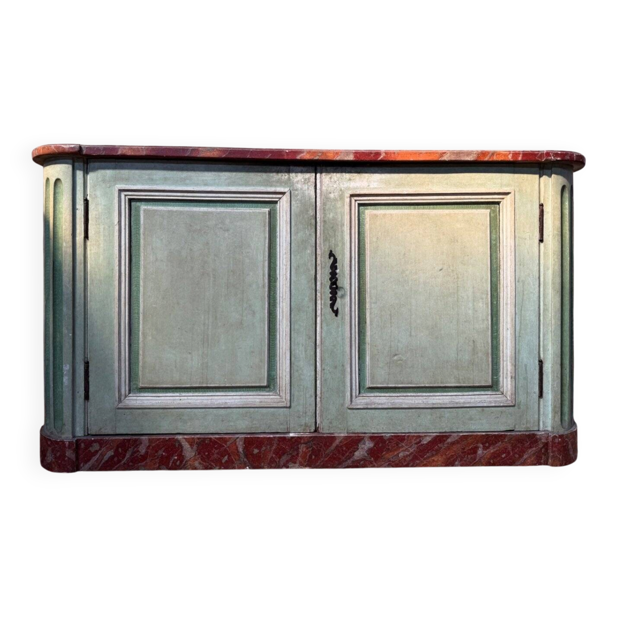 Low plinth buffet – Louis XIV period – Reclaimed wood & Faux marble