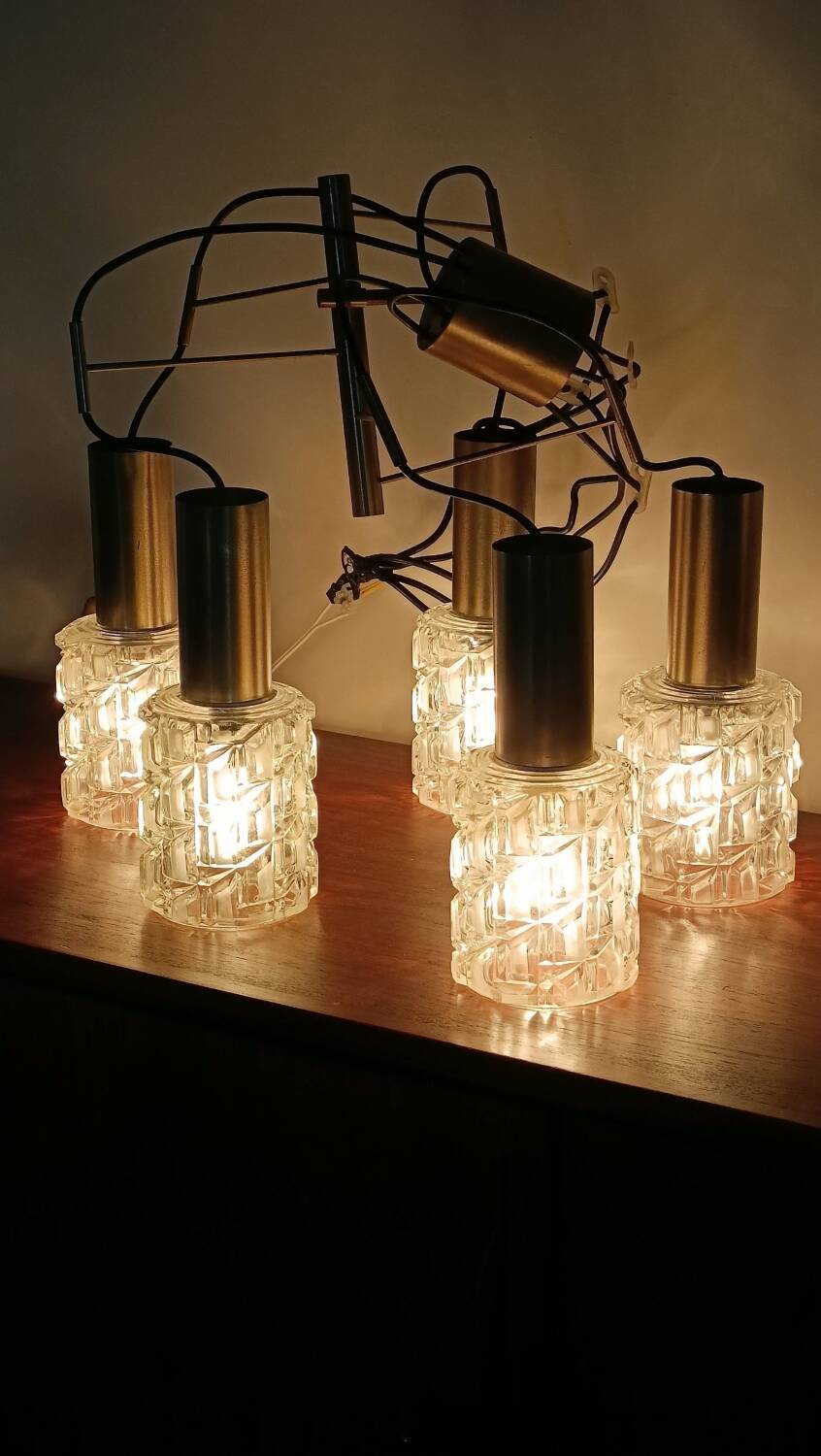 5-light gold waterfall chandelier