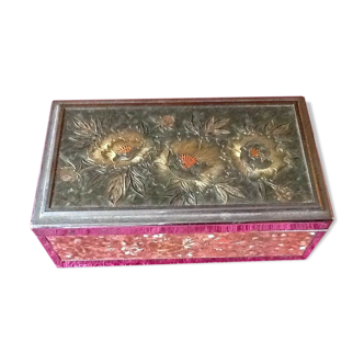 Vintage musical box with mirror psychedelic revolving wheel mechanism