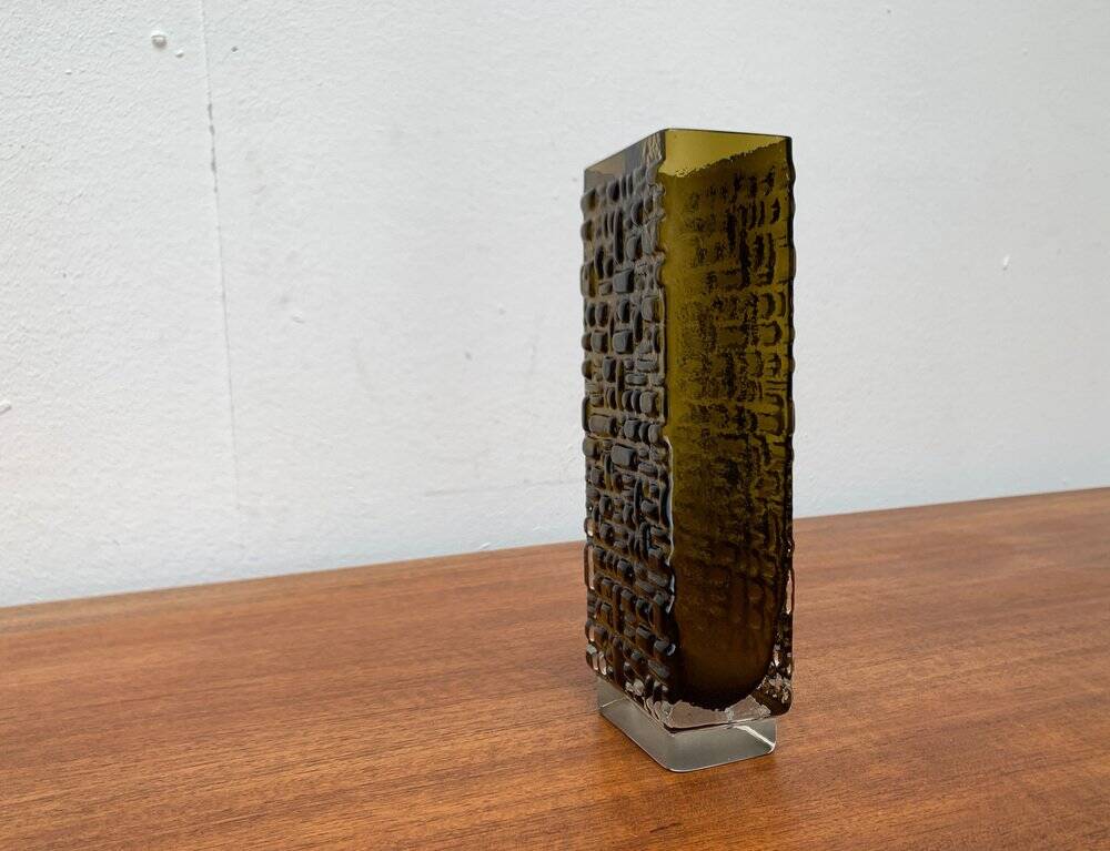 Brutalist bubble glass vase from the German space age mid-century by Emil Funke for Gral, 1960s.