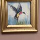 Mid-Century Oil on Panel – “Birds” by Unknown, Vintage & Framed 11 × 11 cm