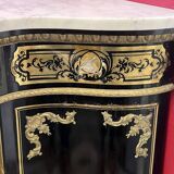 Low Boulle marquetry buffet, curved support furniture, Napoléon III period.