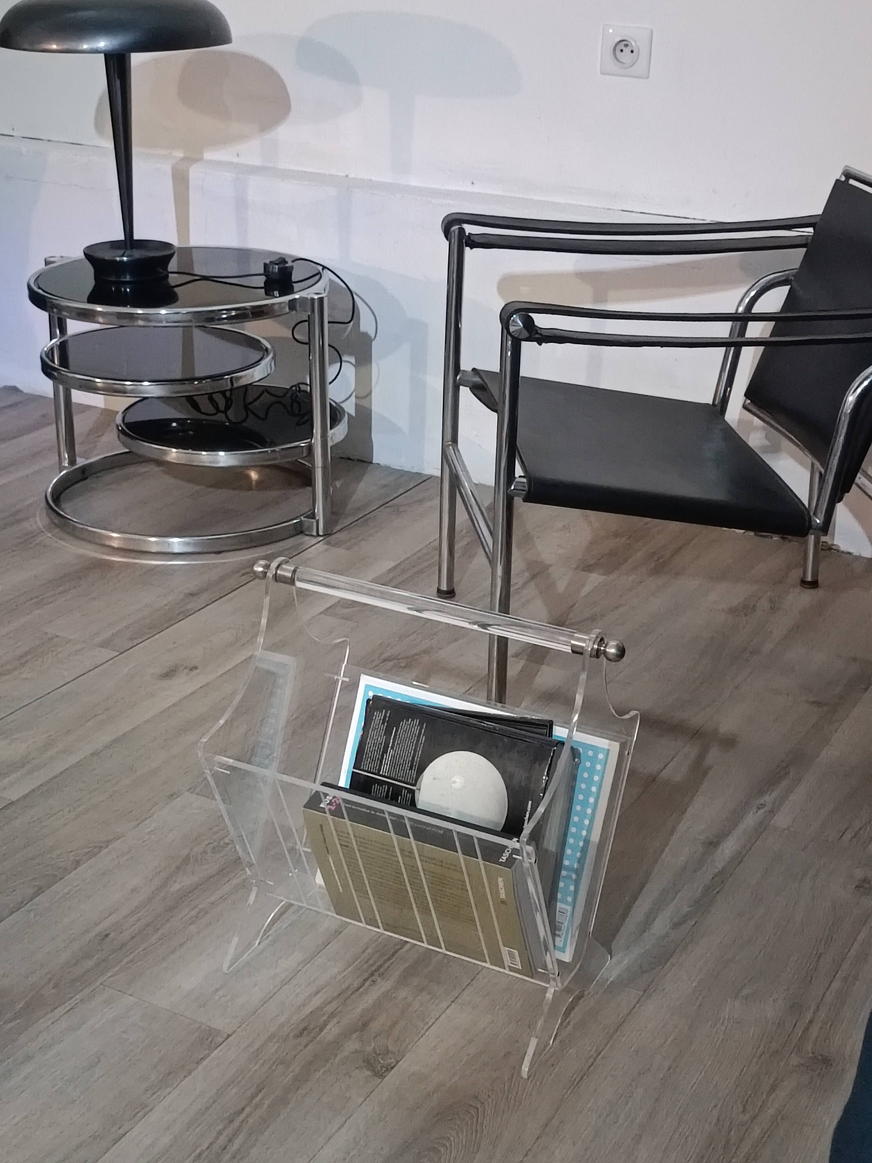 Vintage plexiglass magazine rack France 1980s