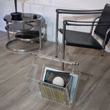 Vintage plexiglass magazine rack France 1980s