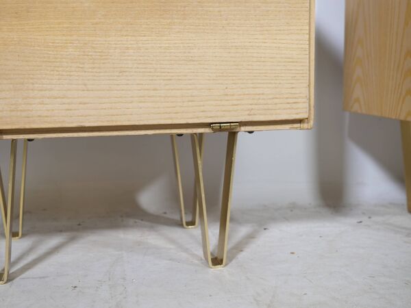 Tables de chevet vintage design des années 50 avec pieds en métal, ensemble de 2, années 1960