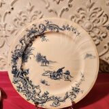 6 large Gien flat plates with hunting decor