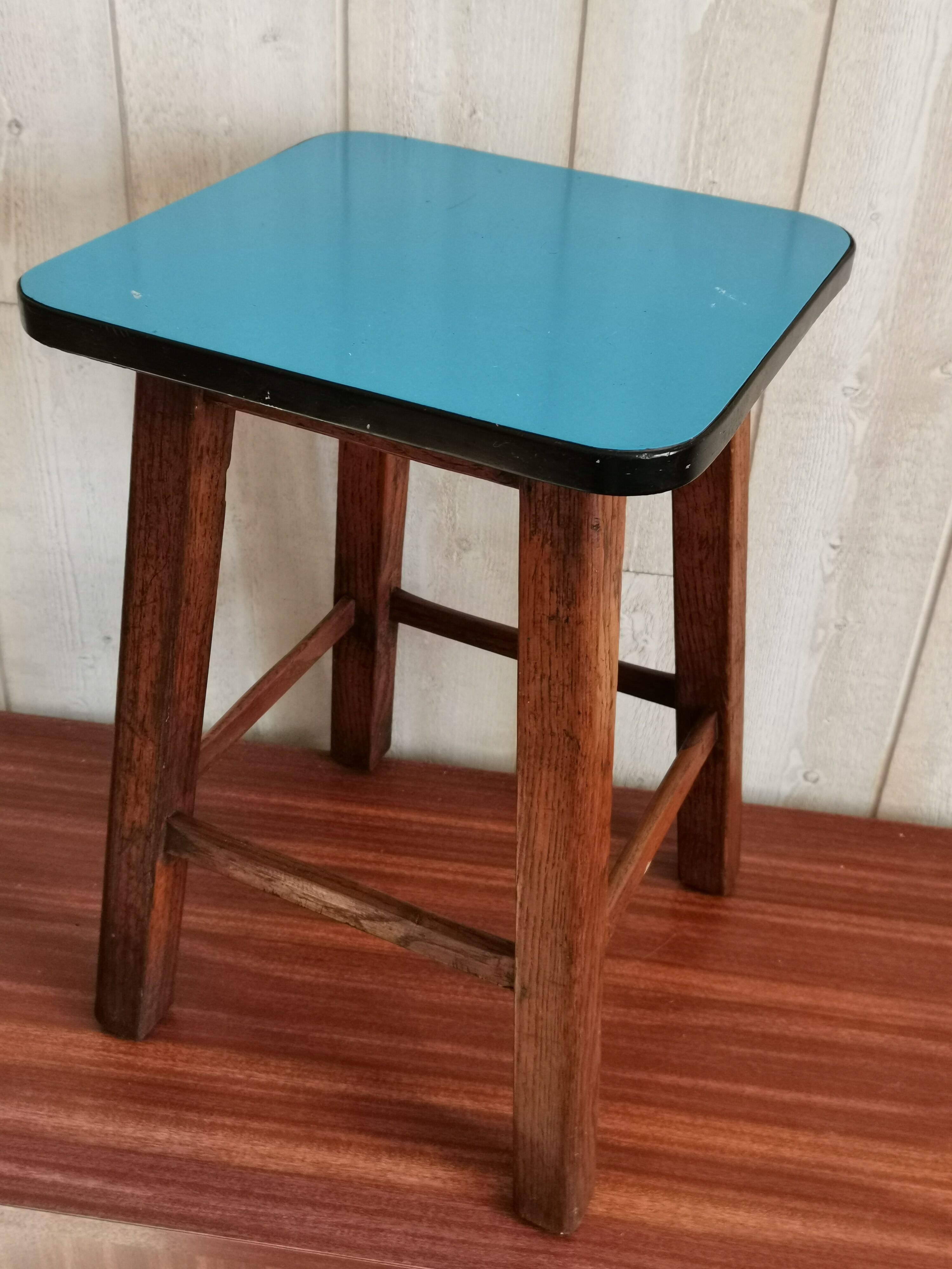 Blue formica tabouret